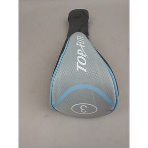 Top Flite 3 Wood Golf Club Headcover Grey Blue Ribbed Knit Sock Protective Cover